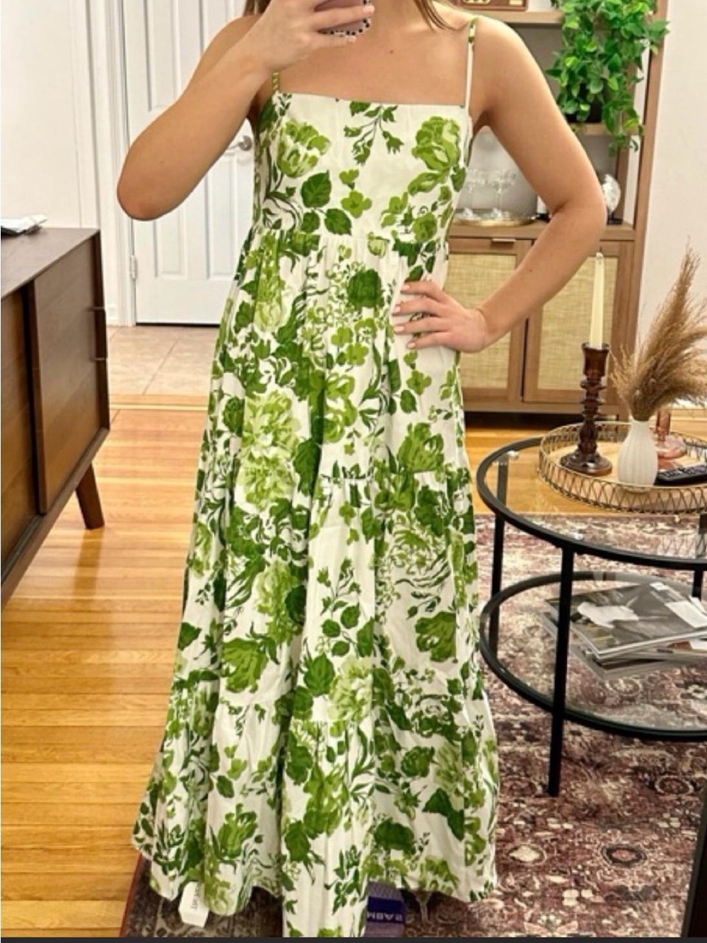 Reformation White Maxi Dress with Green Floral Print - Picture 8 of 8